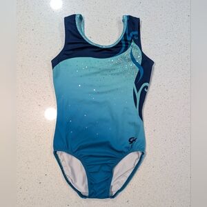 BEAUTIFUL Elite Adult Extra Small AXS Gymnastics Dance Leotard Teal Blue OMBRE